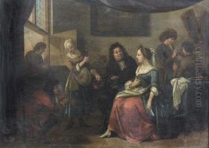 Genreszene In Einem Burgerlichen Haus. by Bernardus Van Schendel