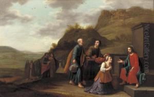 Christ And The Woman Of Samaria by Floris Gerritsz. van Schooten