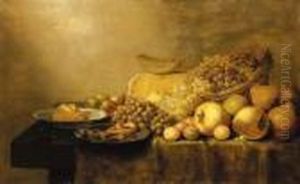 Grapes In A Basket, With Pears, Plums by Floris Gerritsz. van Schooten