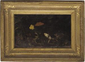 A Forest Floor With Frogs, A Lizard, A Snail And Butterflies by Otto Marseus Snuff. Van Schrieck