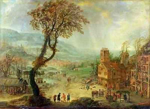 An Extensive landscape with building work in progress by an Inn - view 1