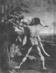 Hercules And Antaeus by Jan Van Scorel