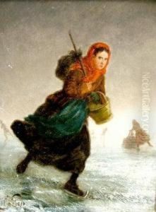 Woman Skating On A Frozen River