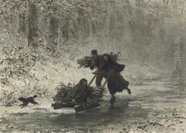 Collecting Wood In The Snow - view 1