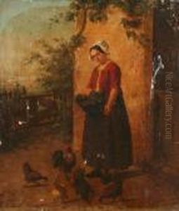Henri Van Seben (1825-1913)
Feeding The Chickens by Henri van Seben