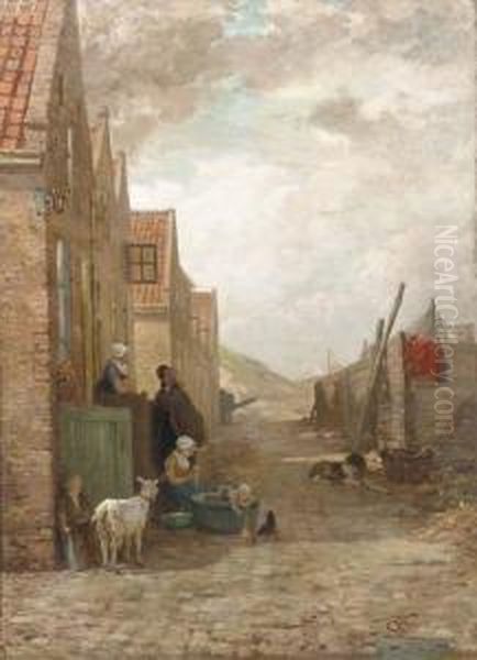 Figures And Animals In A Small Street, Arnemuiden - view 1