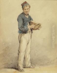 Landlicher Mann Mit Brot by Joseph Van Severdonck
