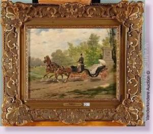 La Promenade En Caleche by Joseph Van Severdonck