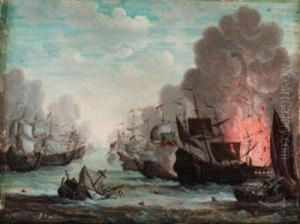 The Battle Of The Sound by Pieter Cornelisz. van SLINGELANDT