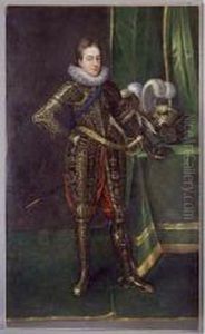 Standing Full Length Before A
Green Velvet Drape, In A Gold Embroidered Costume, Leaning Against A
Table. Standing Full Length Before A
Green Velvet Drape, In A Gold Embroidered Costume, Leaning Against A
Table.