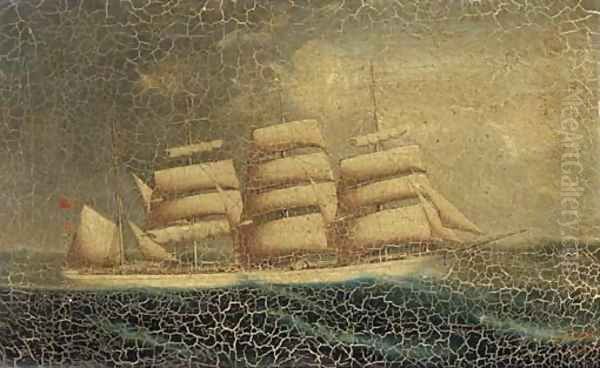 The four-masted barque, Milton Stuart at sea - view 1