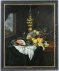 Nature Morte Aux Fruits Et Pieces D'orfevrerie Sur Unentablement