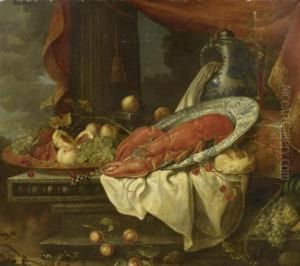 Opulent Still Life With Lobster And Fruit by Joris Van Son