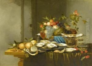 Still Life With Fruits And Oysters On A Table