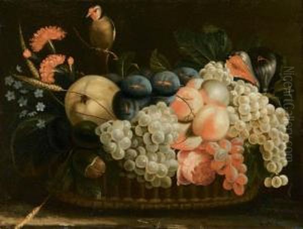 Cesta Di Frutta Con Uccellino - view 1