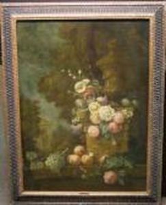 Floral Still Life With Urn In A Landscape by Cornelis van Spaendonck