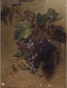 A Bunch Of Grapes Hanging On A Wall by Cornelis van Spaendonck