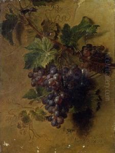 Grapes Hanging On A Wall by Cornelis van Spaendonck
