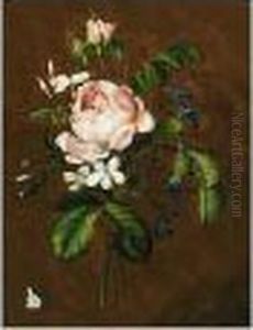 A Study Of Roses, Cornflowers, Violets And Other Flowers by Cornelis van Spaendonck