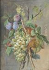 Nature Morte Aux Raisins, Framboises Et Prunes