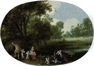 A Wooded River Landscape With The Rest On The Flight Into Egypt thumbnail