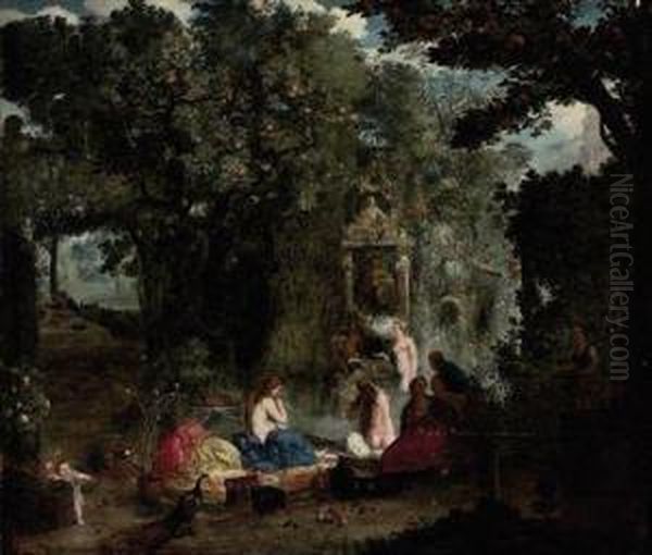 A Classical Landscape With Nymphs Bathing In A Grotto - view 1