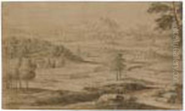 Landscape With Cornfields, Mountains In The Distance - view 1