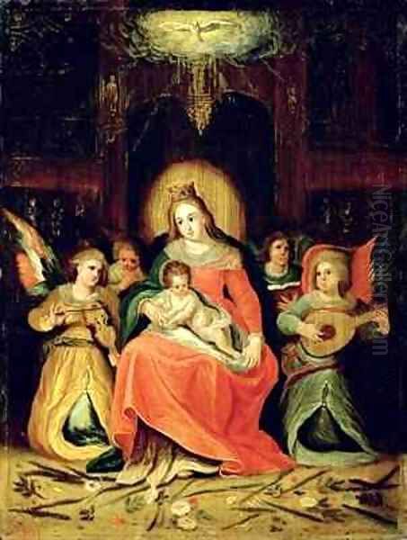 The Virgin Mary with Child and Music playing Angels - view 1