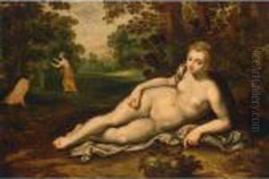 Ceres Reclining In A Forest 
Landscape With A Monkey Eating A Fig And A Fruit Basket, Figures In The 
Background