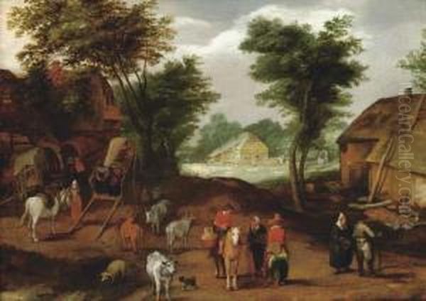 Travellers Conversing In A Village - view 1