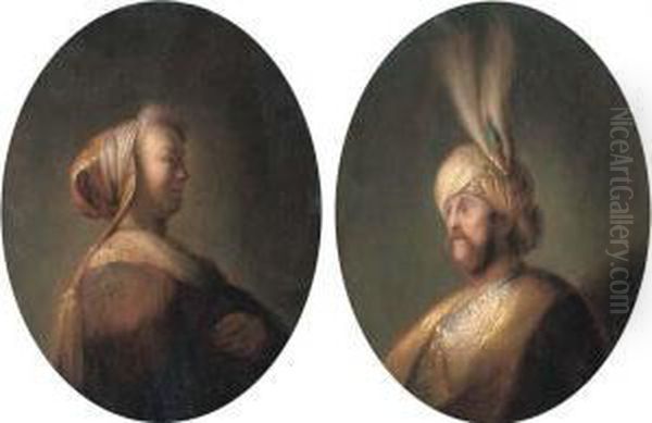 Portrait Of A Lady, Half-length,
 In Oriental Costume; And Portraitof A Gentleman, Half-length, In 
Oriental Costume - view 1