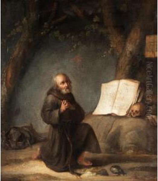 A Hermit Saint Praying In A Landscape - view 1