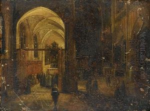 Priests Reading Mass In A Church Interior by Hendrick van, the Younger Steenwyck