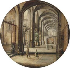 The Interior Of A Cathedral With Gentlemen And Beggars