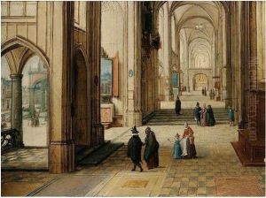 A Gothic Church Interior With An Open Loggia To The Left