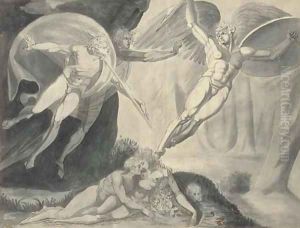 Satan starting from the touch of Ithuriel's spear