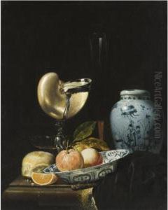 Still Life With Peaches And An Orange In A Porcelain Wan-li Kraak Bowl by Juriaen van Streeck