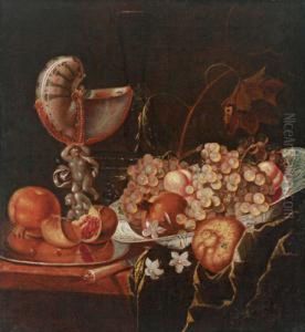 Natura Morta Con Frutti E Una Copparicavata Da Un Nautilo by Juriaen van Streeck