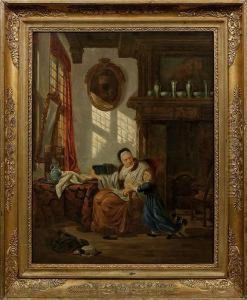 Interieurszene Mitgrosmutter Und Enkelin by Abraham van, I Strij