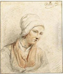 Head And Shoulders Study Of A Young Woman In A Bonnet