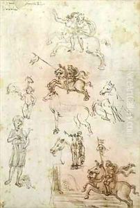 Sheet of studies with a Horse Nessus and St Jerome