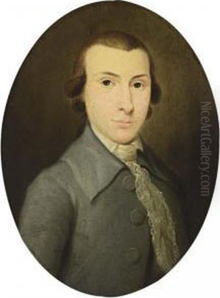 A Portrait Of Petrus Diederich
Backer, Aged 18, Bust Length, Wearing A Grey Blue Waist Coat With White
Chemise And A Wig - view 1