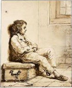 Study Of A Boy Seated On A Trunk