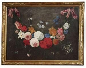 A Garland Of Flowers. Oil/canvas/canvas by Jan Philip van Thielen