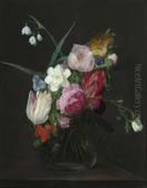 Flowers In A Glass Vase. - view 1