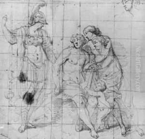 Herakles Zwischen Tugend Und Laster (verso Skizze Zu Derselben Darstellung). by Theodor Van Thulden
