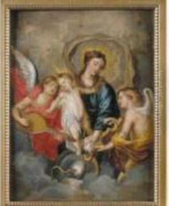 Vierge A L'enfant Entouree D'anges Musiciens by Theodor Van Thulden