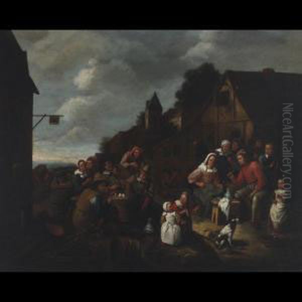 Village Merrymakers Outside An Inn - view 1