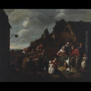 Village Merrymakers Outside An Inn by Gillis van Tilborgh