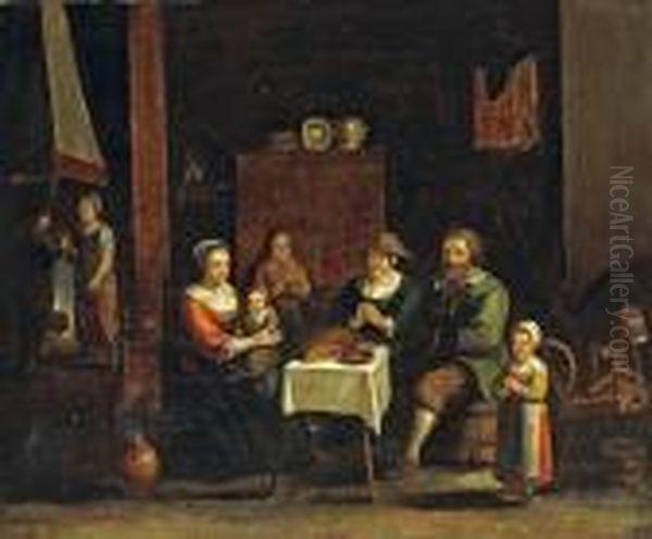 A Family Saying Grace In A Kitcheninterior - view 1